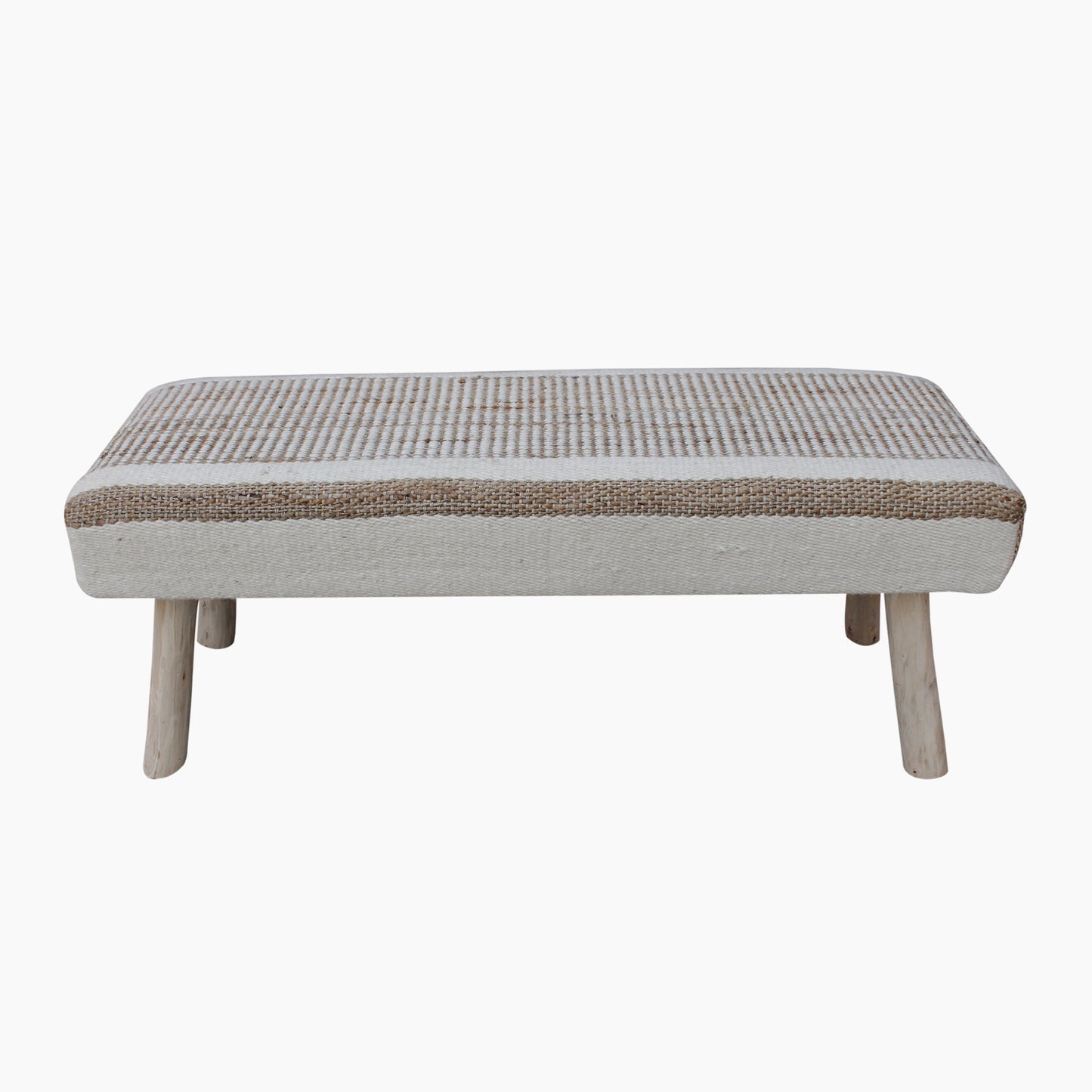 Potsdam Bench, Jute, Wool, Natural, Natural White, Pitloom, Flat Weave