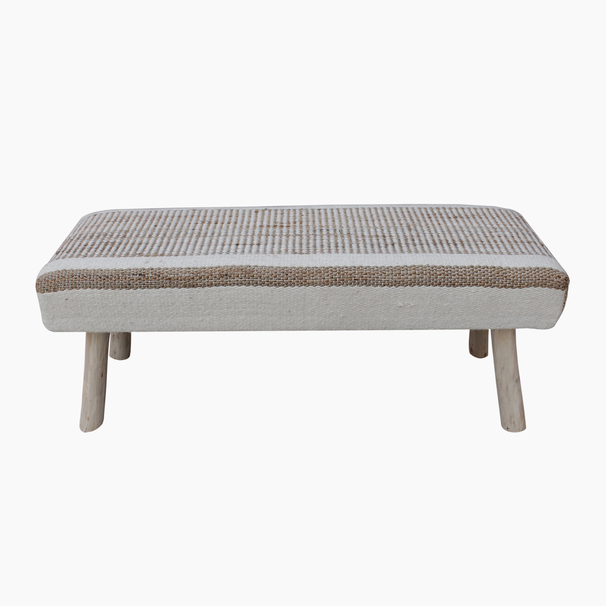 Potsdam Bench, Jute, Wool, Natural, Natural White, Pitloom, Flat Weave