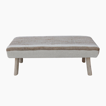 Potsdam Bench, Jute, Wool, Natural, Natural White, Pitloom, Flat Weave