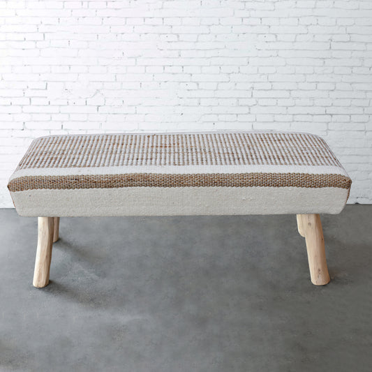Potsdam Bench, Jute, Wool, Natural, Natural White, Pitloom, Flat Weave