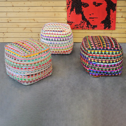 Prizma Pouf, Wool, Recycled Fabrc