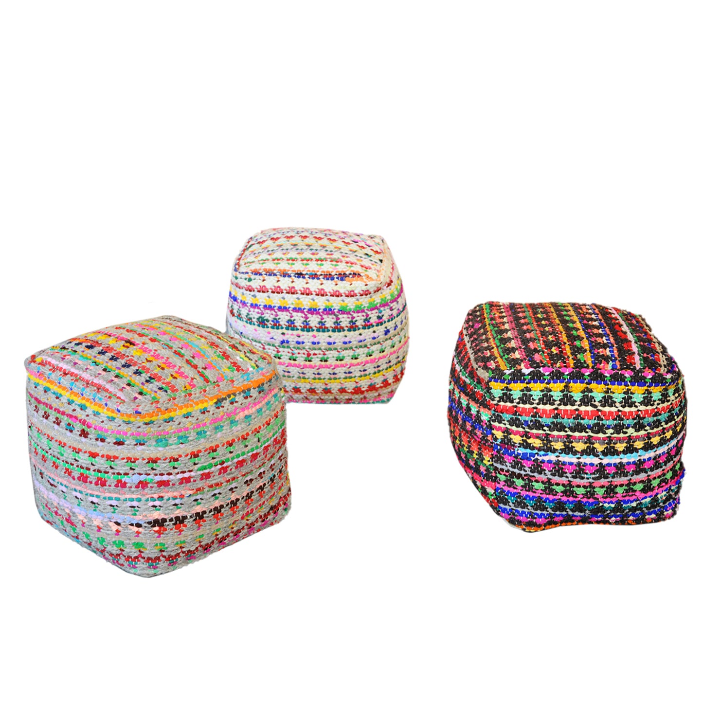 Prizma Pouf, Wool, Recycled Fabrc