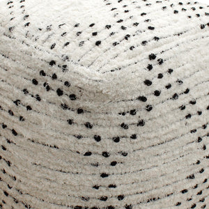 Qala Pouf, Cotton Salvage, Natural White, Charcoal, Pitloom, All Loop 