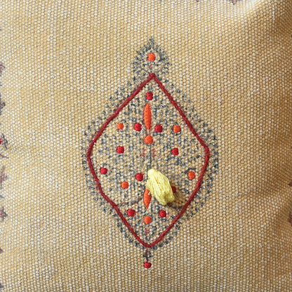 Quail Pillow, Cotton, Printed, Camel, Pitloom, Flat Weave