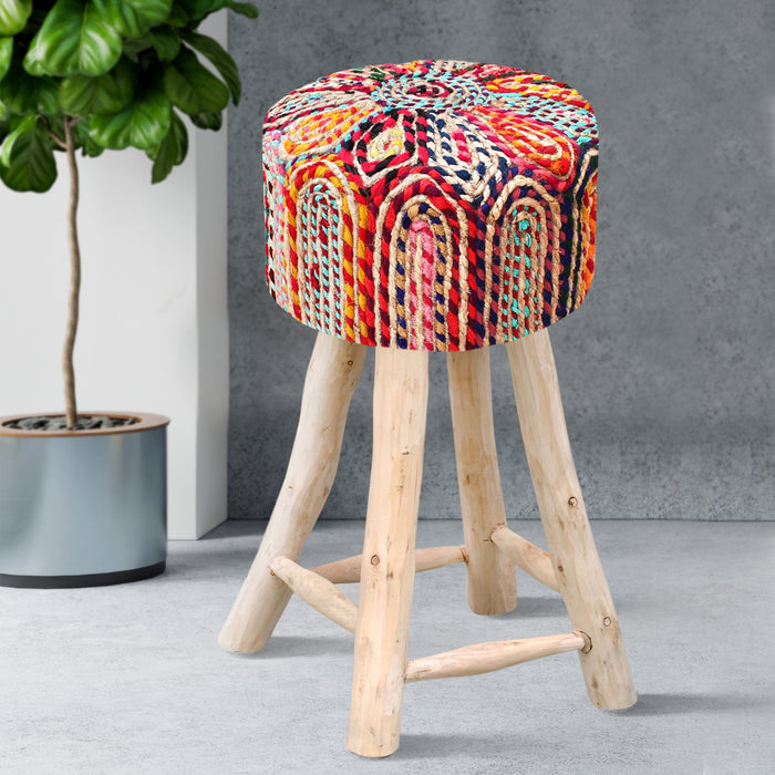 RAINBOW BAR STOOL - RECYCLED FABRIC/ JUTE