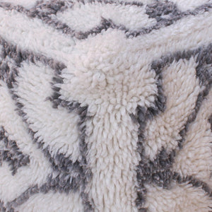 Rangov Pouf, Nz Wool, Natural White, Grey, Bm Fn, All Cut 
