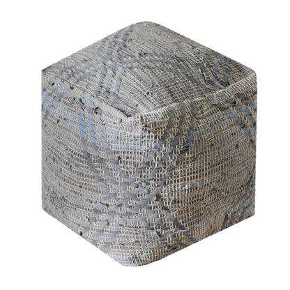 Rifton Pouf, Leather, Hemp, Grey, Pitloom, Flat Weave 