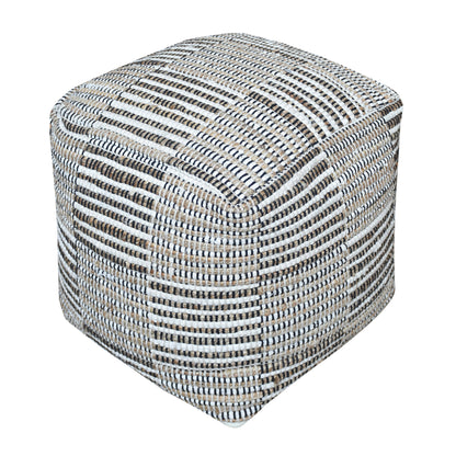 Rodeo Pouf, Hemp, Recycled Cotton, Natural White, Natural, Pitloom, Flat Weave 
