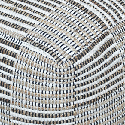 Rodeo Pouf, Hemp, Recycled Cotton, Natural White, Natural, Pitloom, Flat Weave 