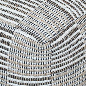 Rodeo Pouf, Hemp, Recycled Cotton, Natural White, Natural, Pitloom, Flat Weave 