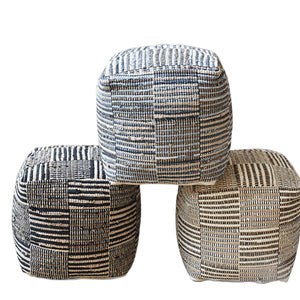 Rodeo Pouf, Hemp, Recycled Cotton, Pitloom, Flat Weave 