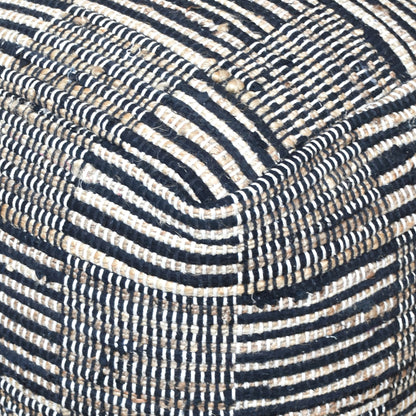 Rodeo Pouf, Hemp, Recycled Cotton, Charcoal, Natural, Pitloom, Flat Weave 