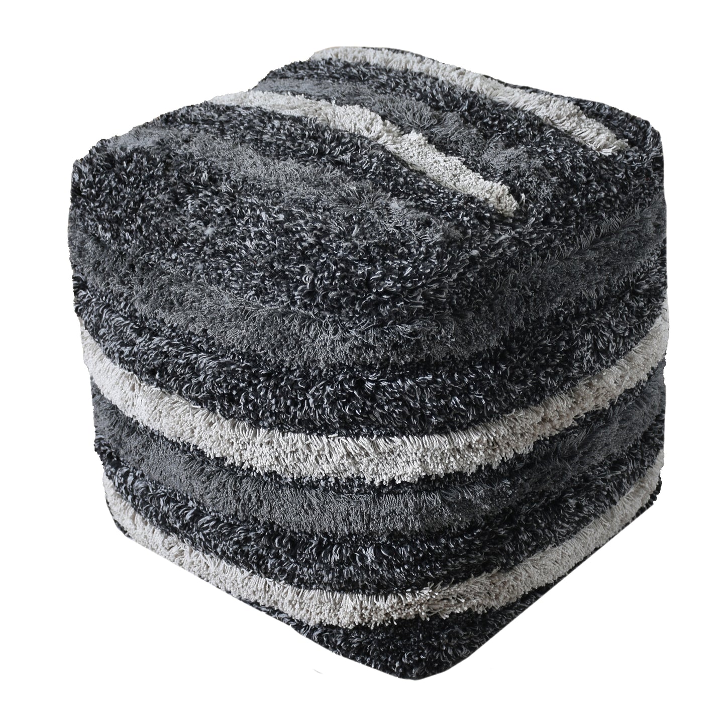 Rogen Pouf, Polyester, Charcoal, Bm Sn, All Cut 