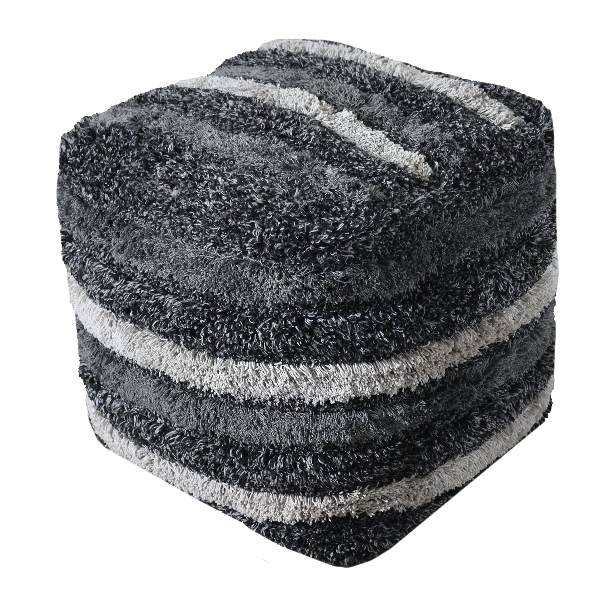 Rogen Pouf, Polyester, Charcoal, Bm Sn, All Cut 