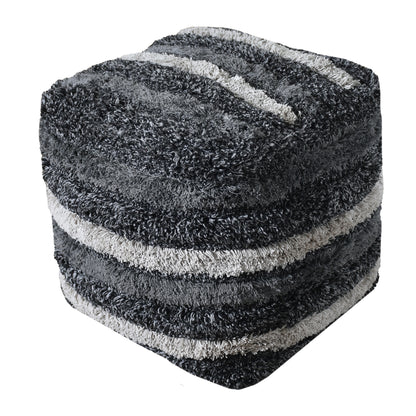 Rogen Pouf, Polyester, Charcoal, Bm Sn, All Cut 