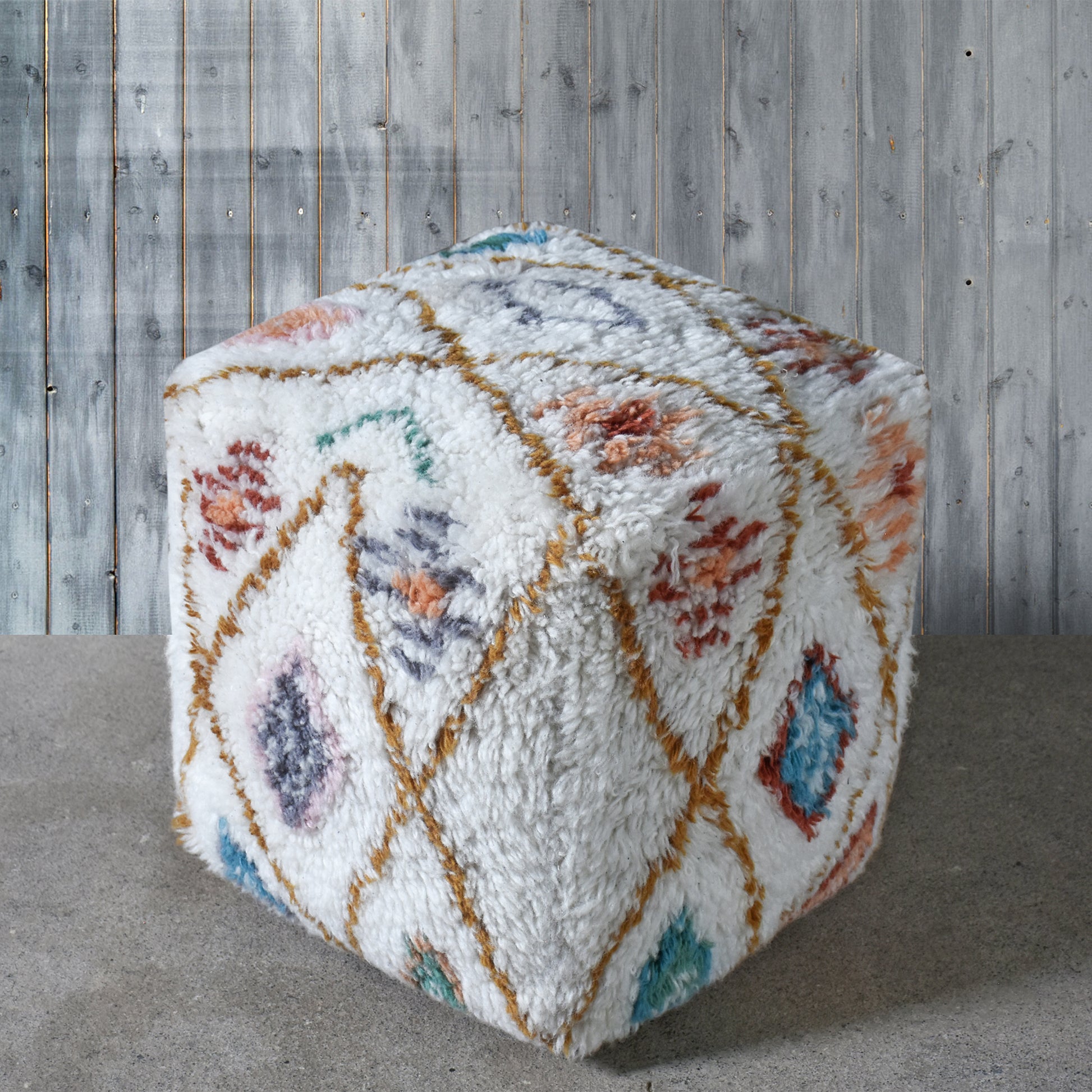 Royans Pouf, Nz Wool, Multi, Bm Sn, All Cut 