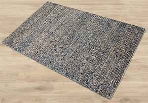 Area Rug, Bedroom Rug, Living Room Rug, Living Area Rug, Indian Rug, Office Carpet, Office Rug, Shop Rug Online, Hemp, Wool, Blue, Natural, Pitloom, Flat Weave, breded