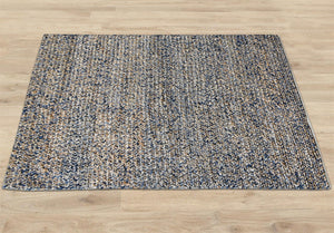 Area Rug, Bedroom Rug, Living Room Rug, Living Area Rug, Indian Rug, Office Carpet, Office Rug, Shop Rug Online, Hemp, Wool, Blue, Natural, Pitloom, Flat Weave, breded