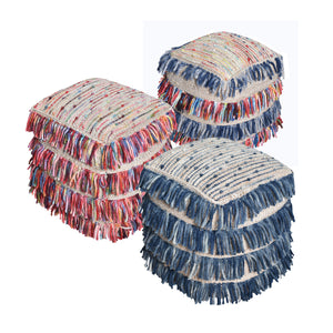 Saddle Pouf, Wool, Hemp, Leather, Pitloom, All Loop 