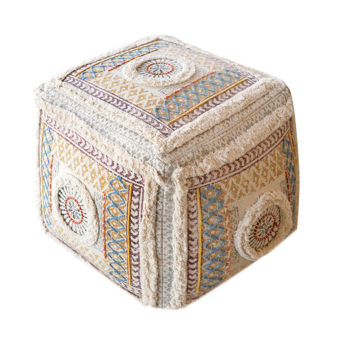 SALWEEN POUF - COTTON/ PRINTED/ WOOL