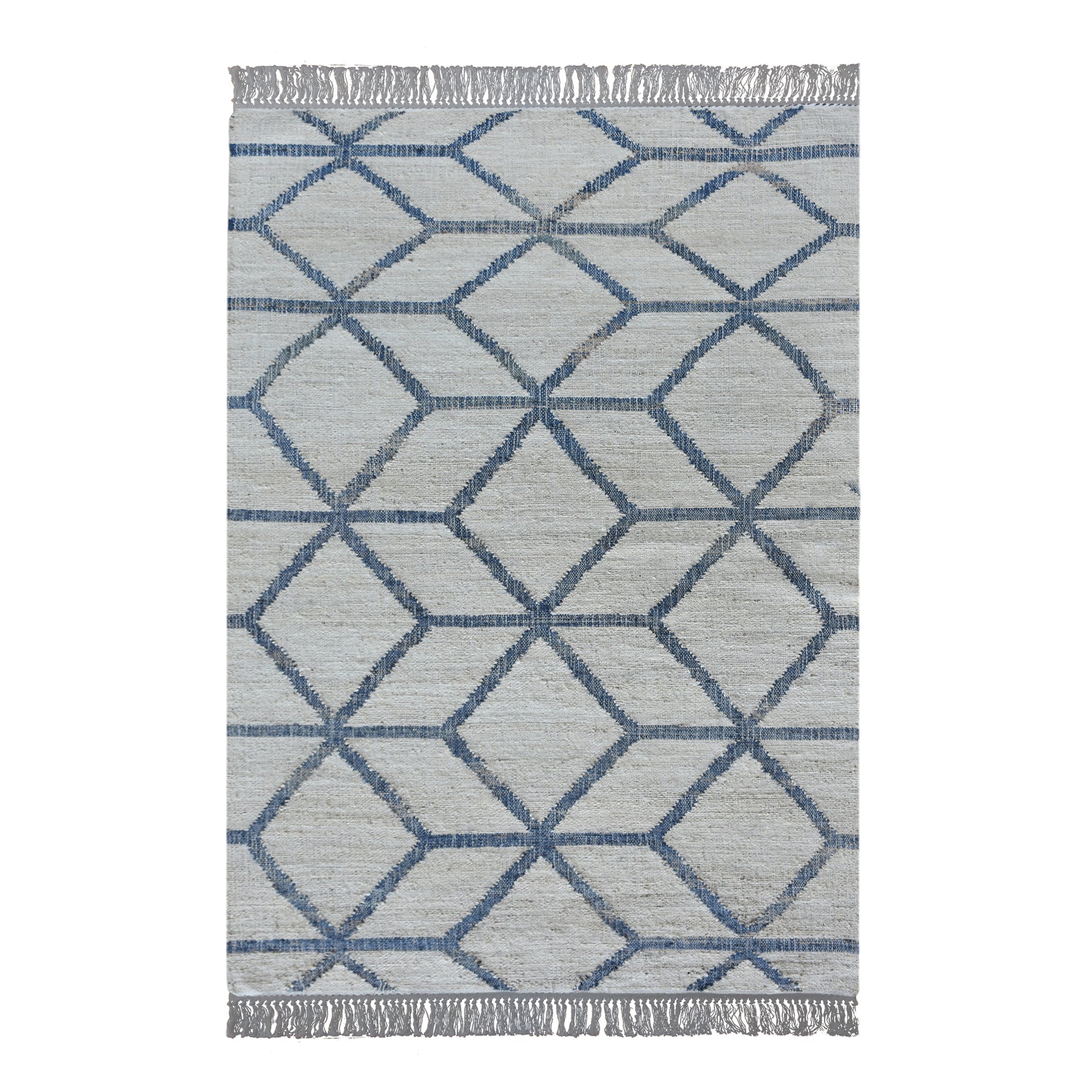 Area Rug, Bedroom Rug, Living Room Rug, Living Area Rug, Indian Rug, Office Carpet, Office Rug, Shop Rug Online, Hemp, Natural White, Blue, Punja, Flat Weave, Diamond