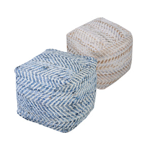 Sandy Pouf, Denim, Cotton Chenille, Pitloom, Flat Weave 