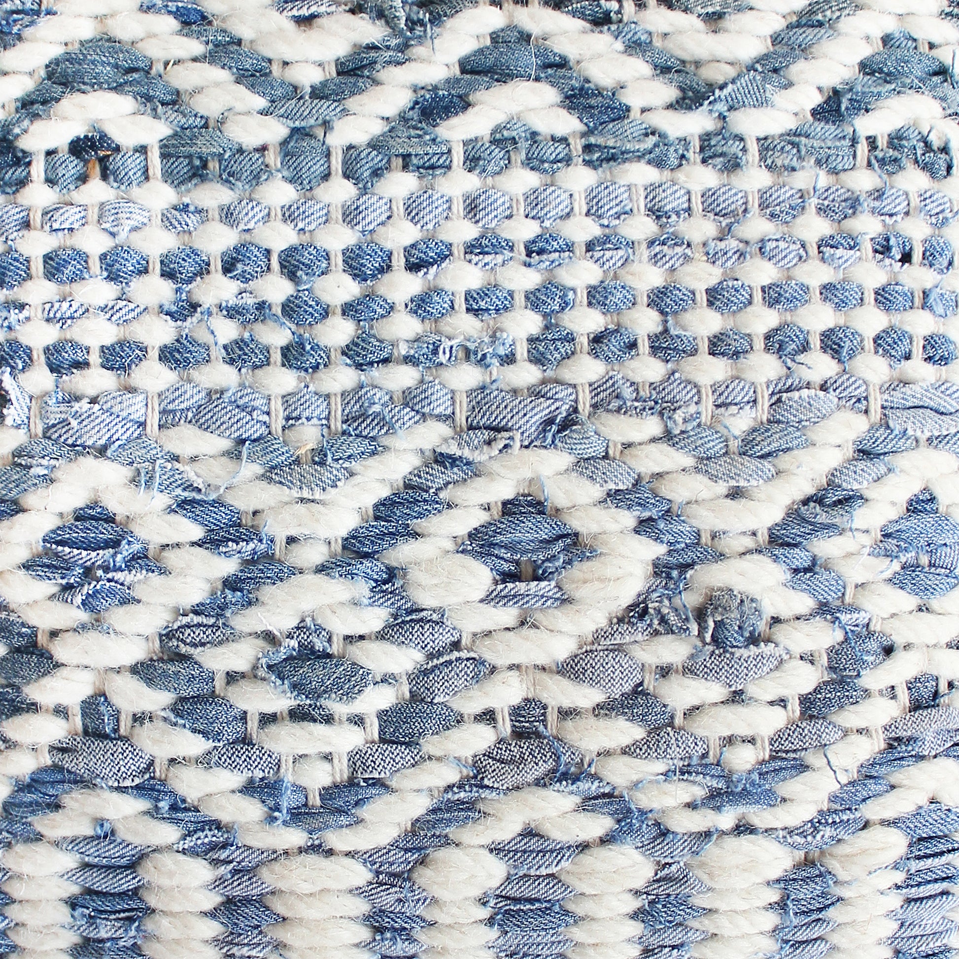 Sarah Pillow, Wool, Denim, Blue, Natural White, Pitloom, Flat Weave