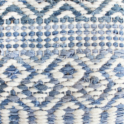 Sarah Pillow, Wool, Denim, Blue, Natural White, Pitloom, Flat Weave