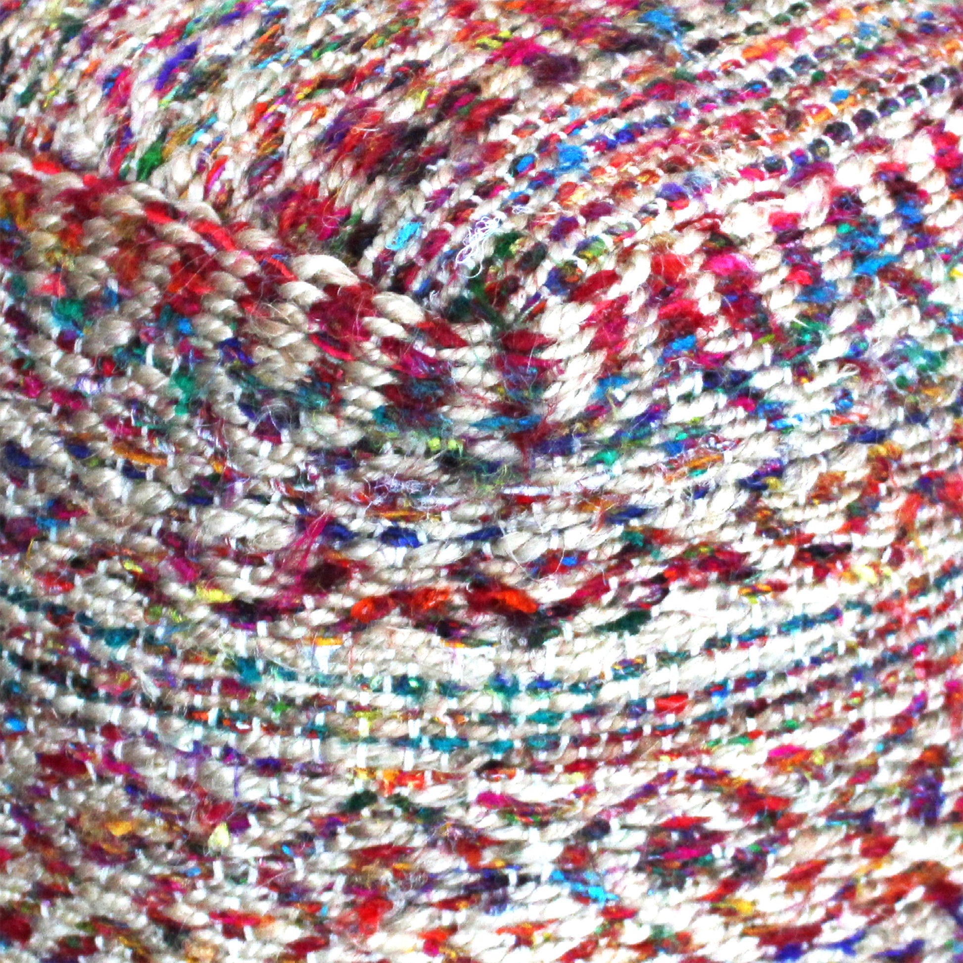 Sarah Pouf-II, Hemp, Recycled Silk, Multi,Natural