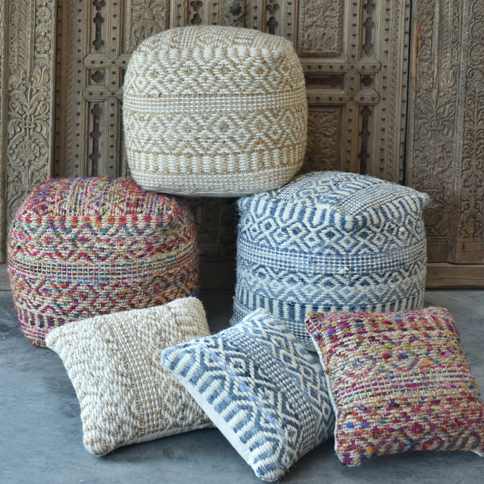 SARAH POUF-III WOOL/ DENIM