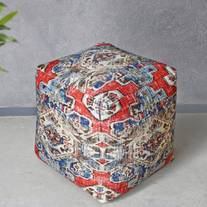 Saumur Pouf, Cotton, Multi, Hand woven, Flat Weave 