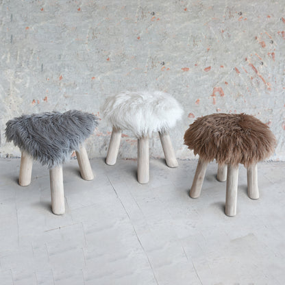 Sewells Round Stool,  Faux Leather, Hm Stitching, Flat Weave 