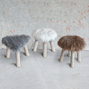 Sewells Round Stool,  Faux Leather, Hm Stitching, Flat Weave 