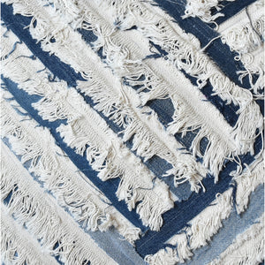 Silma Pillow, Denim, Cotton, Natural White, Blue