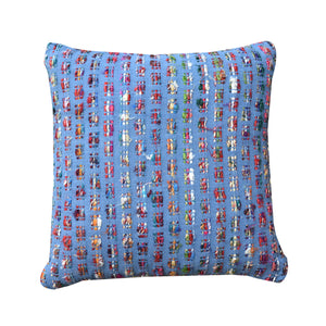 Spata Pillow, Polyester, Cotton, Blue, Multi, Pitloom, Flat Weave 