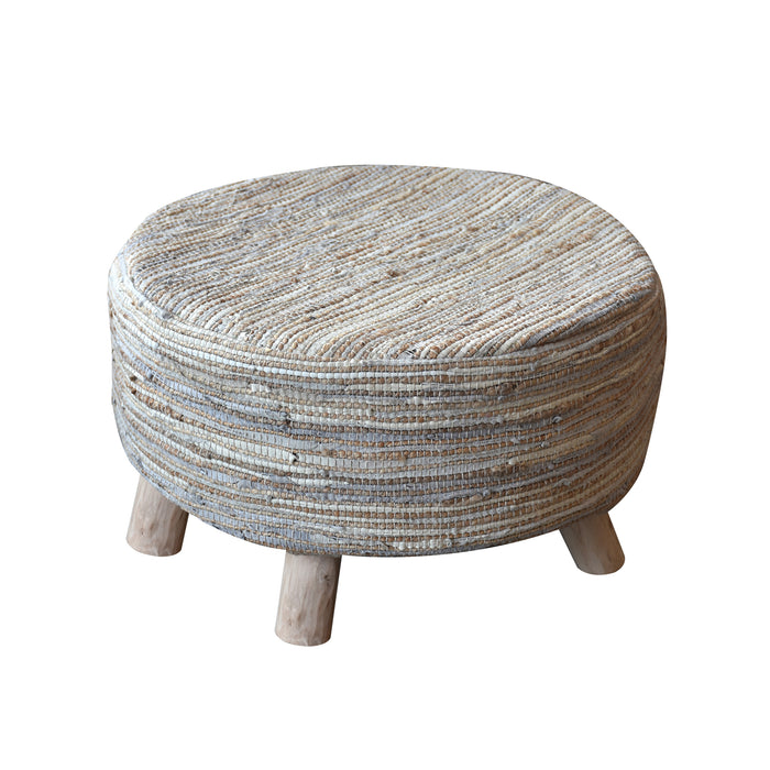 SPICA ROUND STOOL - HEMP/ LEATHER
