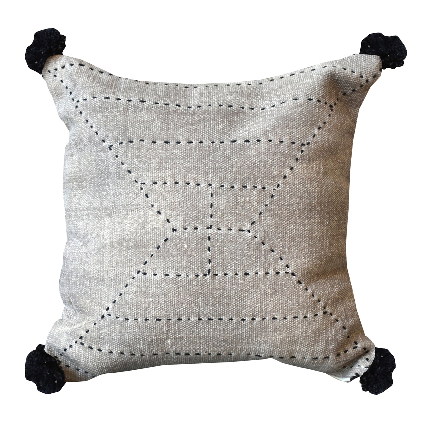 Steppe Pillow, Cotton, Printed, Wool, Taupe, Pitloom, Flat Weave 