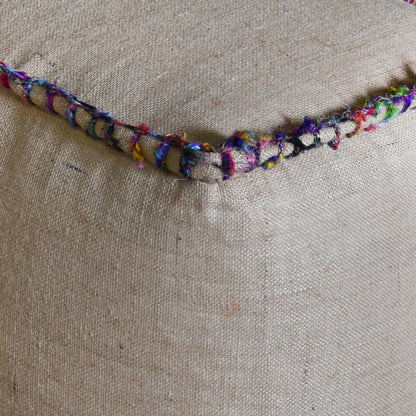Tadley Pouf, Hemp/ Recycled Silk, Beige/Multi
