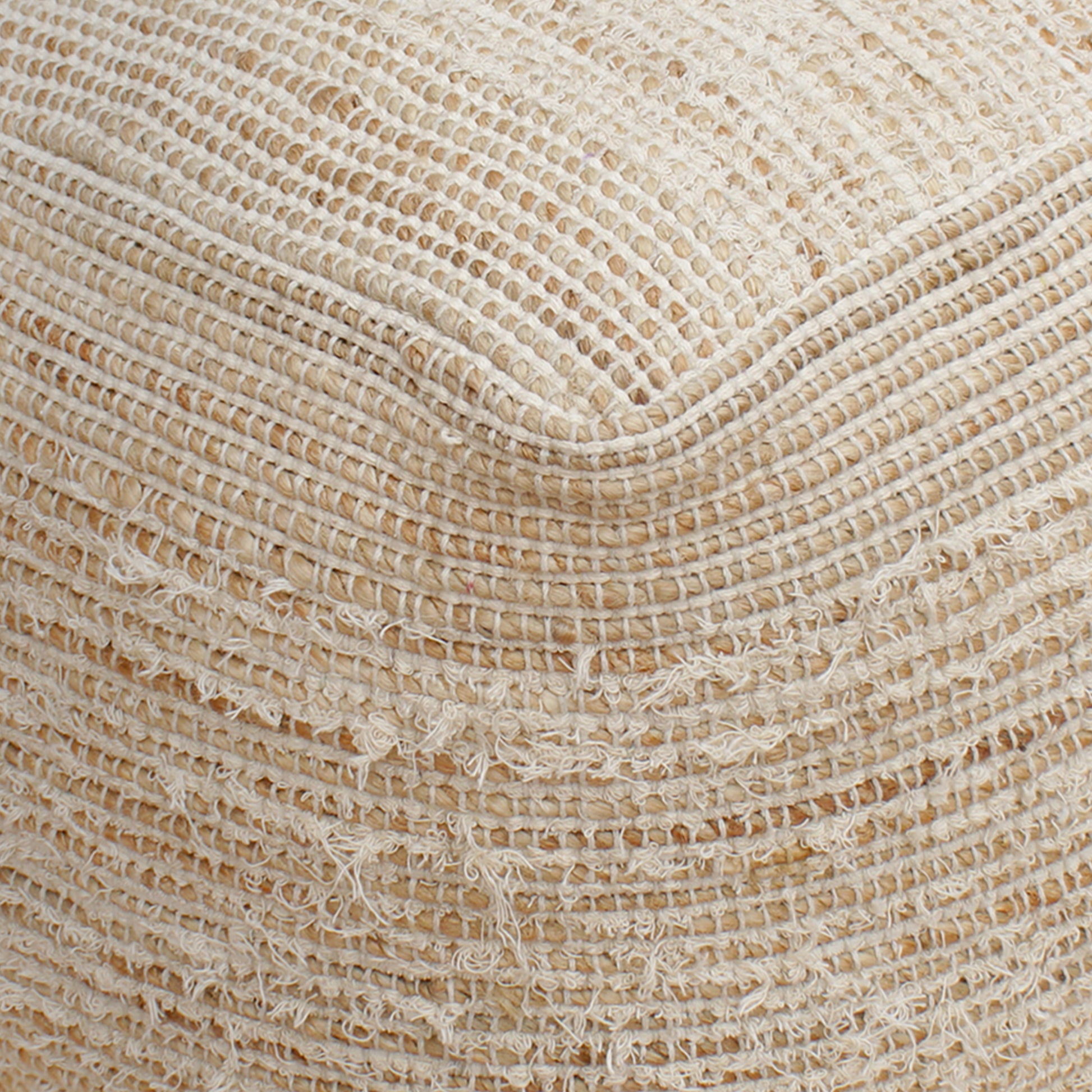Tarsis Pouf, Jute/ Cotton, Natural/ Natural White, Pitloom, Flat Weave 