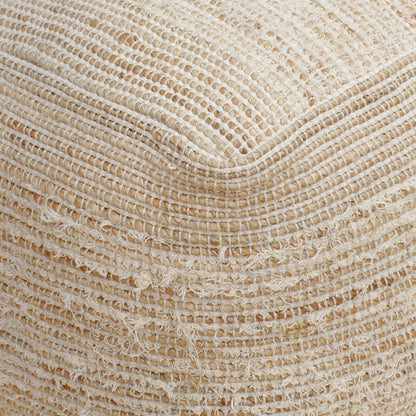 Tarsis Pouf, Jute/ Cotton, Natural/ Natural White, Pitloom, Flat Weave 