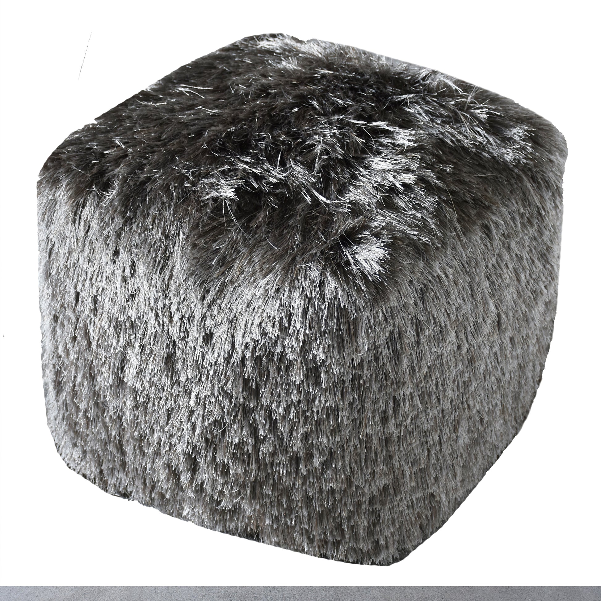 Teton Pouf, Polyester, Grey, Bm Sn, All Cut 