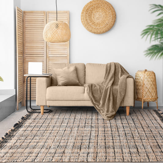 Area Rug, Bedroom Rug, Living Room Rug, Living Area Rug, Indian Rug, Office Carpet, Office Rug, Shop Rug Online, Jute, Hand Spun Yarn, Natural, Charcoal, Punja, Flat Weave, textured