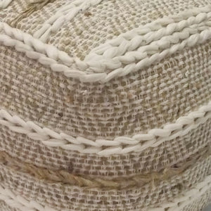 Ticino Pouf, Hemp/ Wool, Natural/Natural White, Pitloom, Flat Weave 