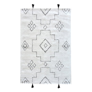 Area Rug, Bedroom Rug, Living Room Rug, Living Area Rug, Indian Rug, Office Carpet, Office Rug, Shop Rug Online, Cotton, Natural White, Charcoal, Geometrical