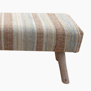 Toponas Bench, Jute, Wool, Natural, Multi, Punja, Flat Weave