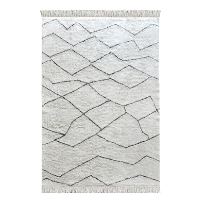 Area Rug, Bedroom Rug, Living Room Rug, Living Area Rug, Indian Rug, Office Carpet, Office Rug, Shop Rug Online, Cotton, Natural White, Charcoal, Bm Fn, All Cut, Geometrical
