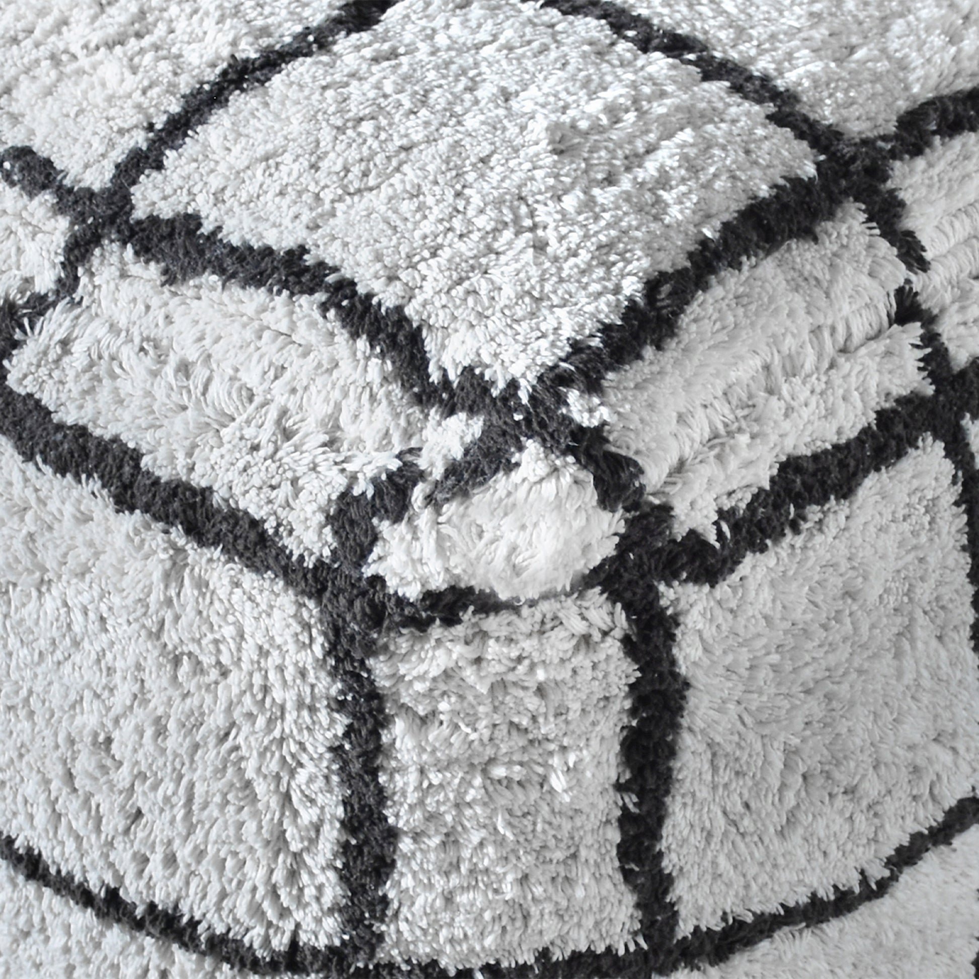 Tudor Pouf, Cotton, Natural White/Charcoal, Bm Fn, All Cut 