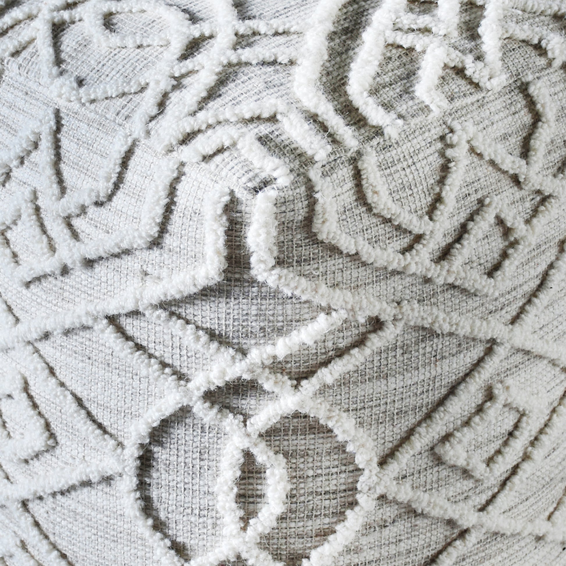 Tyeson Pouf , Wool/ Cotton, Grey, Hand woven, All Loop 