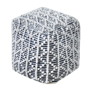 Vaal Pouf, Wool, Natural White/Charcoal, Pitloom, All Loop 