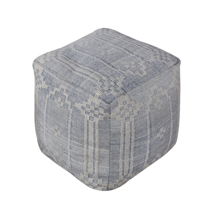 Valence Pouf, Pet, Blue/ Natural White, Pitloom, Flat Weave 
